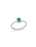 Anello Miluna - in Oro Bianco 18 carati con Smeraldo Ovale e Diamanti Naturali - 0