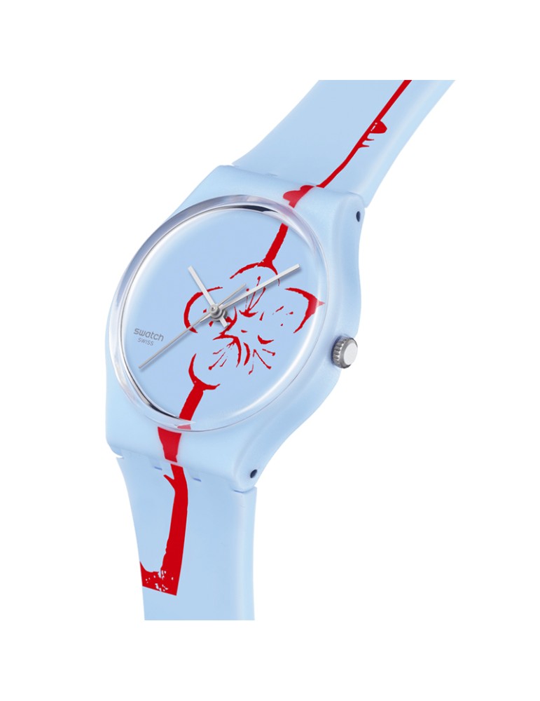 Swatch Watch - Only Time - Light Blue - 34mm - Abstract Flower - SO28Z136