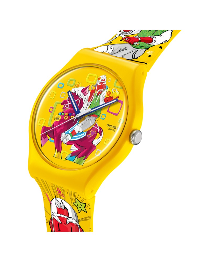 Swatch Watch - Only Time - Yellow - 41mm - Multicolored Prints - SO29Z157