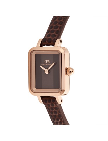 Daniel Wellington Women's Watch - Quadro Mini Brown Lizard Padstow Rose Gold 15.4x18.2mm Brown - 0 2