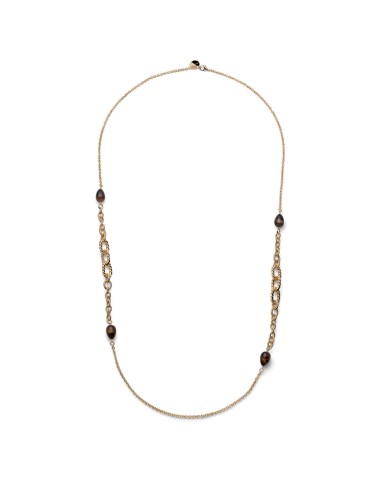 Unoaerre Necklace - Joya-Long-Golden Bronze-Tiger's Eye-14EXH0184G