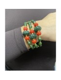 Bracciale Giadan-Argento 925% Dorato-Giada Verde-Corallo Rosso-GIADAN82