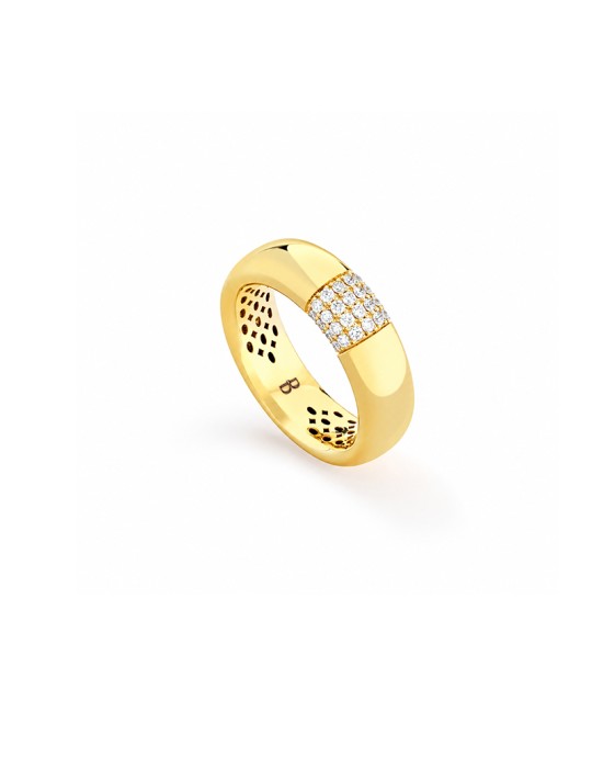 Anello Buonocore - Loopy in Oro Giallo 18 carati a Fascia con Diamanti Naturali 0,29 ct - 0