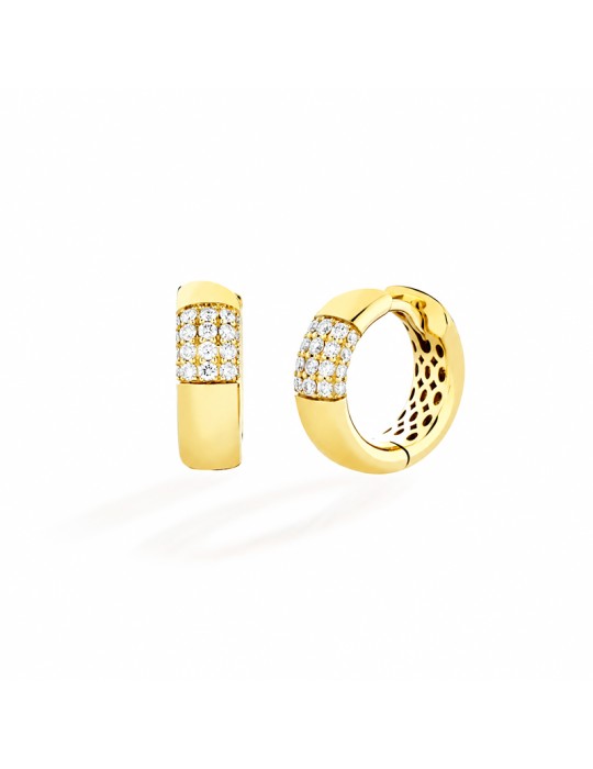 Orecchini Buonocore - Loopy a Cerchietto in Oro Giallo 18 carati con Diamanti Bianchi 0,35 ct - 0