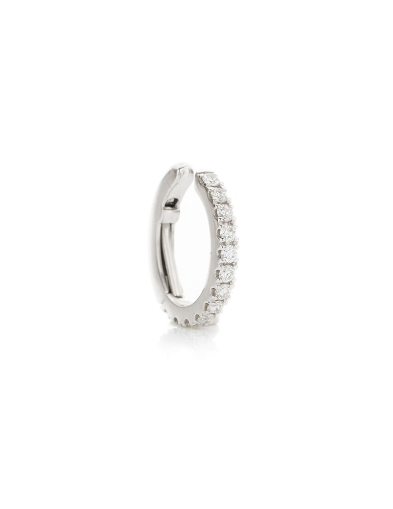Buonocore Ear Cuff – Single 18k White Gold Hoop Earring with 0.20 ct White Diamonds - 0