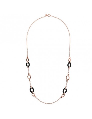 Collana Bronzallure - Variegata - Maglie Ovali -Onice Nero-WSBZ01622BO
