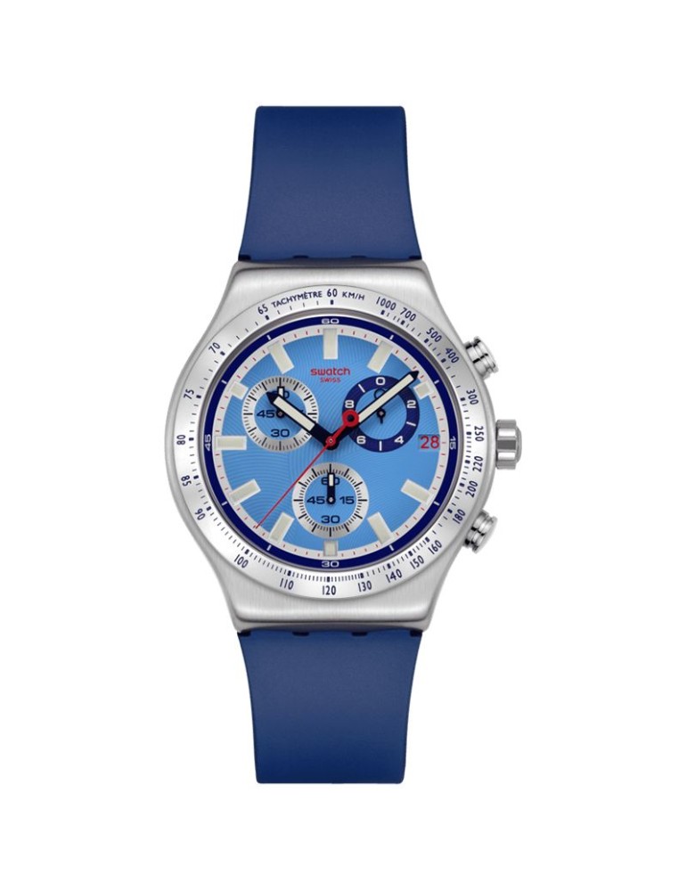 Swatch watch - Chronograph - Silver - 43mm - Light blue - YVS541