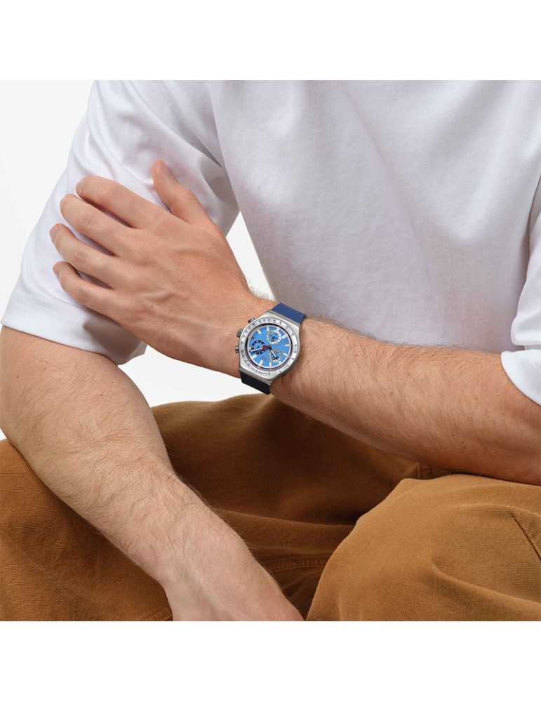 Orologio Swatch - Cronografo - Silver - 43mm - Azzurro - YVS541