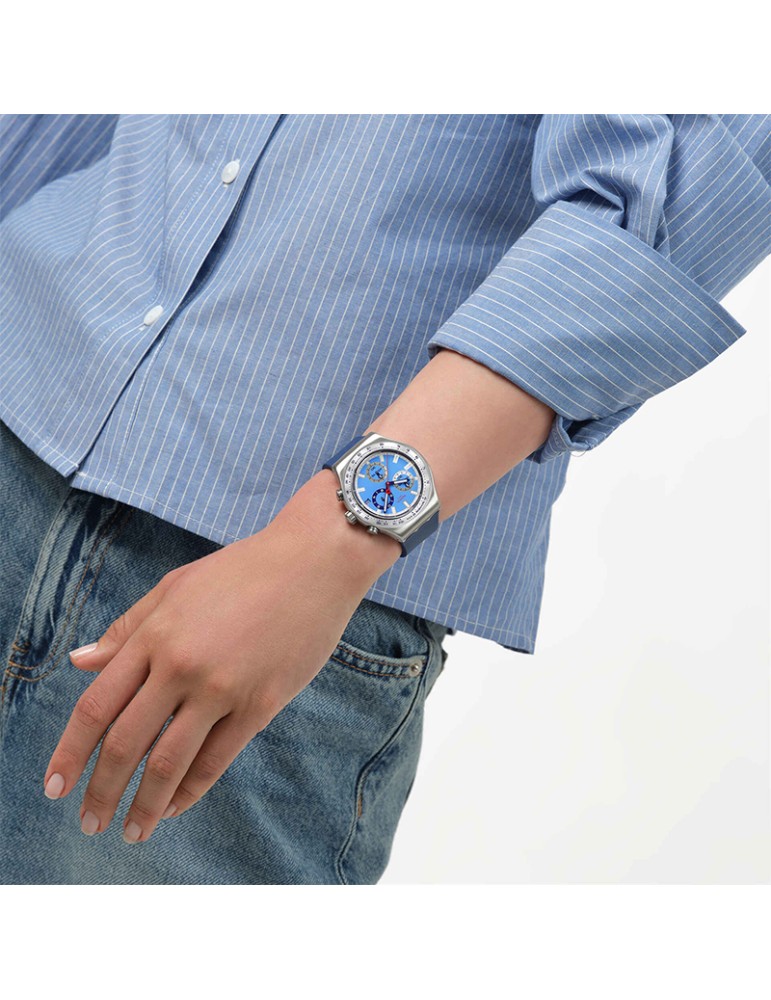 Orologio Swatch - Cronografo - Silver - 43mm - Azzurro - YVS541