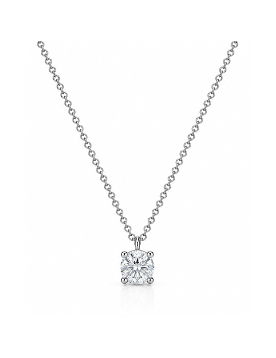 Lelune Diamonds Necklace – 18k White Gold Solitaire with 0.30 ct Natural Diamonds - 0