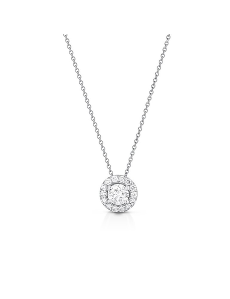 Collana Lelune Diamonds - in Oro Bianco 18 carati con Pendente Rotondo e Diamanti Naturali 0,85 ct - 0