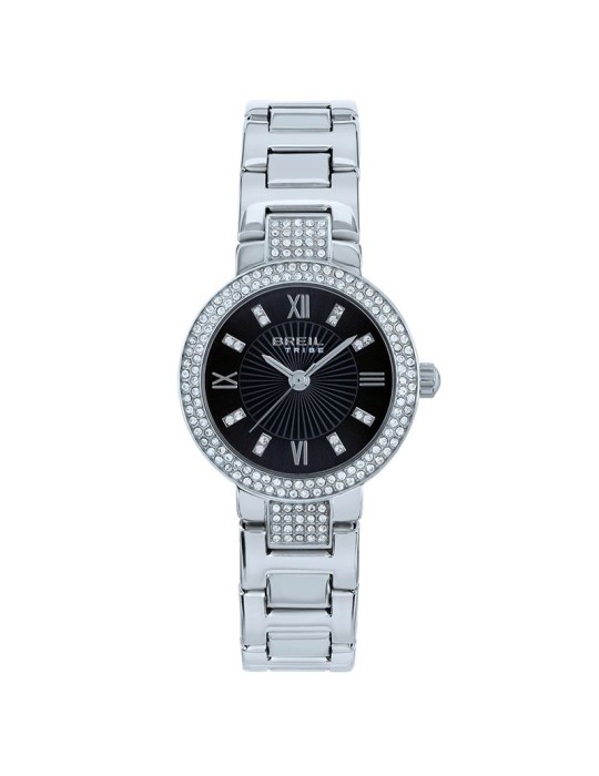 Breil Tribe Watch - Only Time - Silver -27mm-Black-Crystals-EW0831