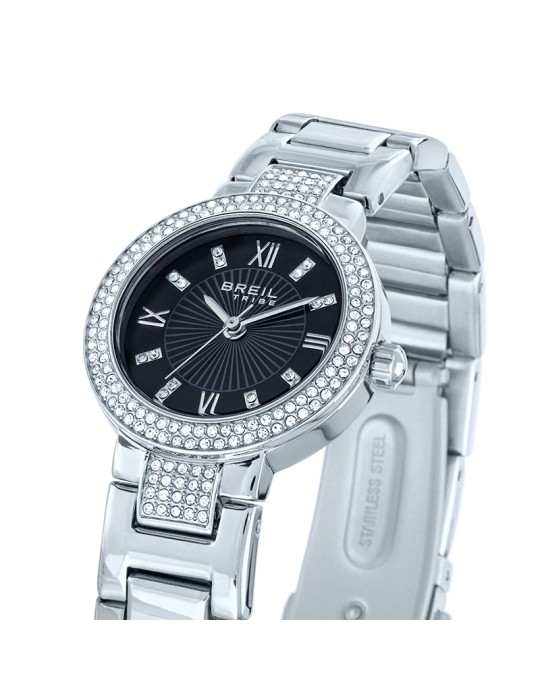 Breil Tribe Watch - Only Time - Silver -27mm-Black-Crystals-EW0831