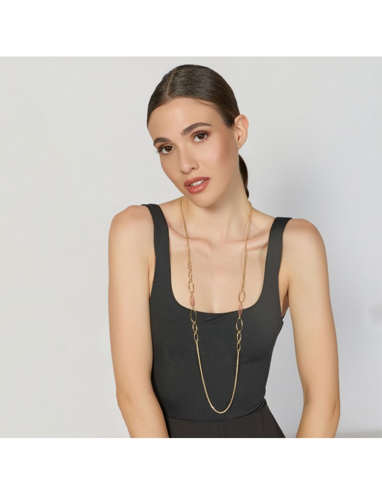 Unoaerre Necklace - Joya - Golden - Pink Cat's Eye - 14EXH0214G