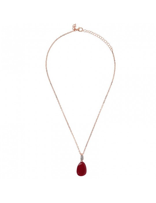 Bronzallure Precious Necklace with Red Agate Pendant for Women - 0