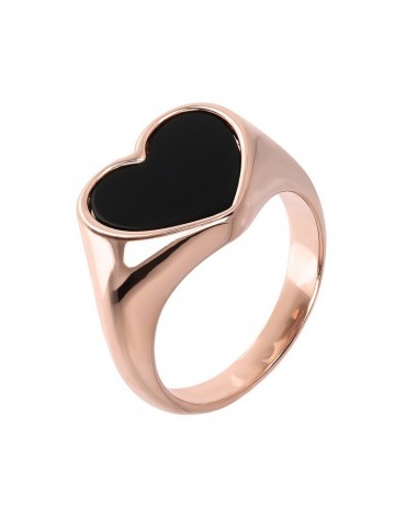 Anello Bronzallure - Alba - Sigillo - Cuore Onice Nero - WSBZ01729BO08