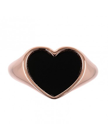 Anello Bronzallure - Alba - Sigillo - Cuore Onice Nero - WSBZ01729BO08 2