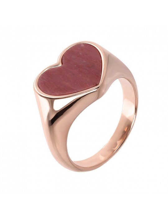 Bronzallure Alba Ring with Rounded Rhodonite Heart for Women - 0 Bronzallure Alba Ring with Rounded Rhodonite Heart for Women - 0