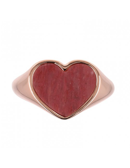 Bronzallure Alba Ring with Rounded Rhodonite Heart for Women - 0