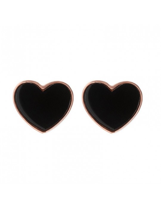 Bronzallure Alba Earrings with Black Heart for Women - 0