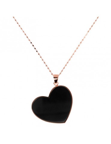 Collana Bronzallure  - Alba -  Pendente Cuore - Onice Nero-WSBZ01768BO