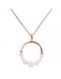 Bronzallure Woman Necklace - Variegated Circle Pendant with Rose Quartz - 0