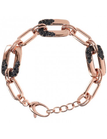 Bronzallure Woman Bracelet - Aurora with Elongated Links and Gray Nano Gem - 0