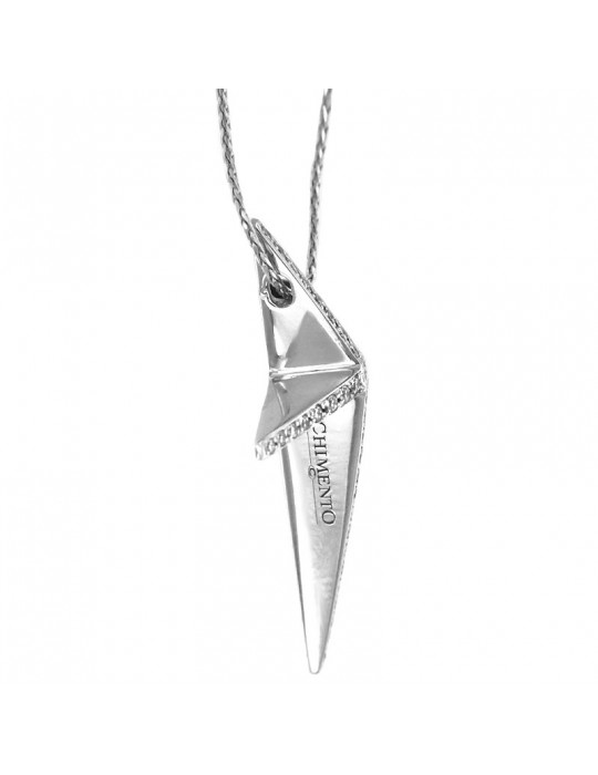Collana Chimento - Croce in Oro Bianco con Diamanti Naturali - 0