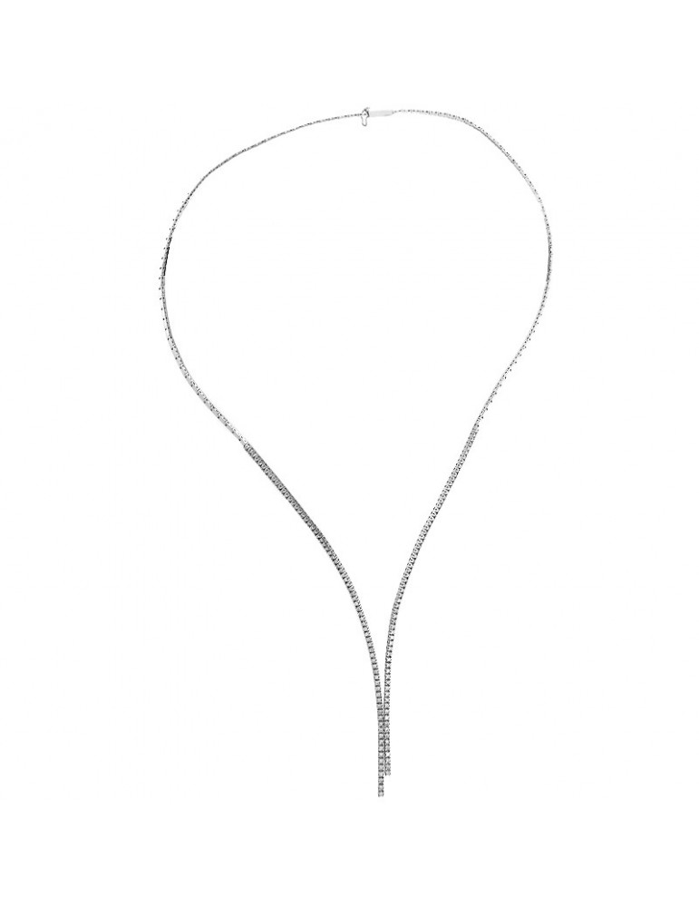 Chimento Woman's Choker - Bamboo 50cm in White Gold with Natural Diamonds - 0