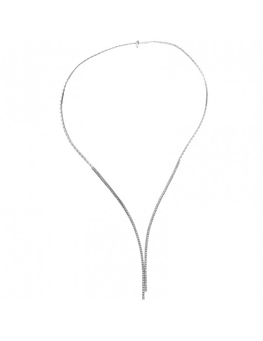 Chimento Woman's Choker - Bamboo 50cm in White Gold with Natural Diamonds - 0