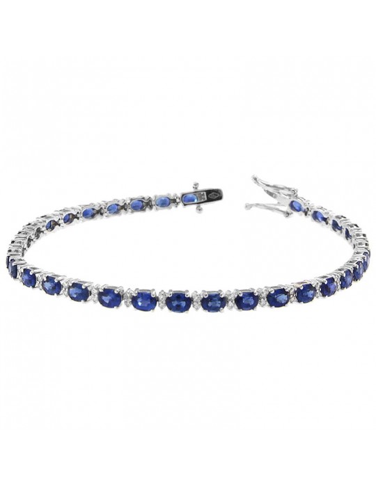 Bracciale Tennis Picca con Diamanti e Zaffiri da Donna - 0