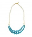 Asako Women's Necklace with White Agate and Turquoise - 0