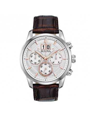 Bulova Chronograph Sutton Big Date Silver Men's 44mm Watch - 0