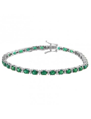Bracciale Tennis Picca con Diamanti e Smeraldi da Donna - 0