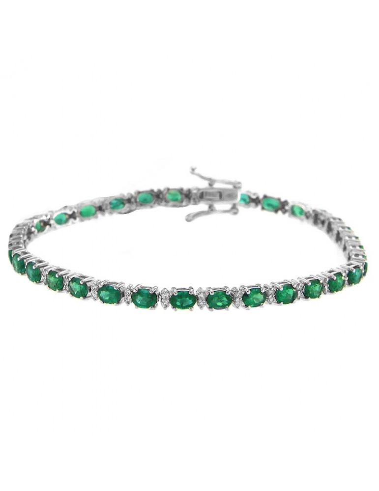Picca Tennis Bracelet with Diamonds and Emeralds for Women - 0