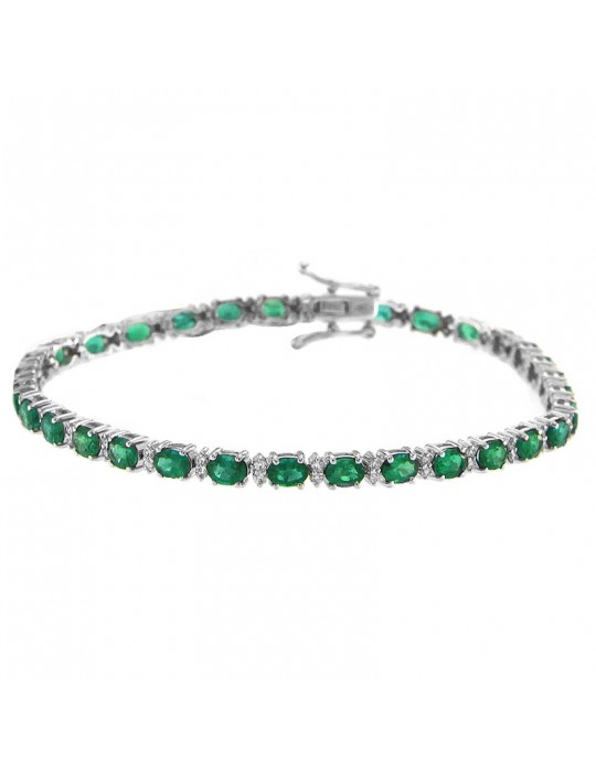 Picca Tennis Bracelet with Diamonds and Emeralds for Women - 0