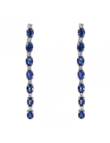 Picca Woman Earrings - White Gold Pendants with Sapphires and Natural Diamonds