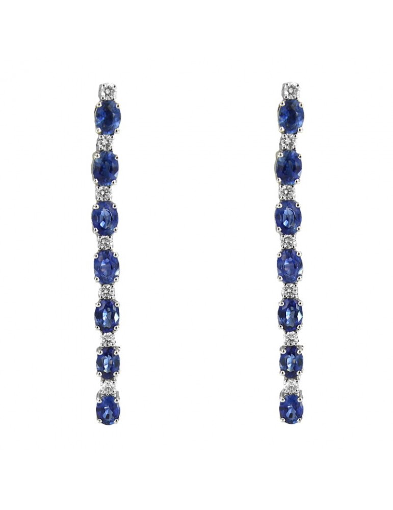 Picca Woman Earrings - White Gold Pendants with Sapphires and Natural Diamonds