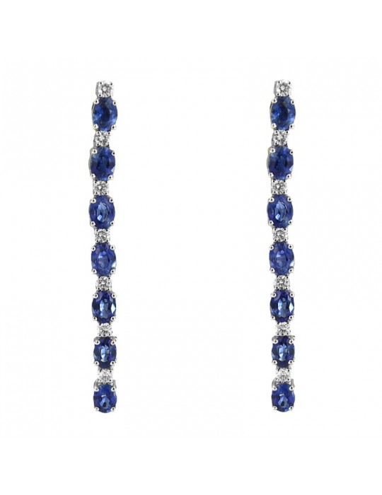 Picca Woman Earrings - White Gold Pendants with Sapphires and Natural Diamonds
