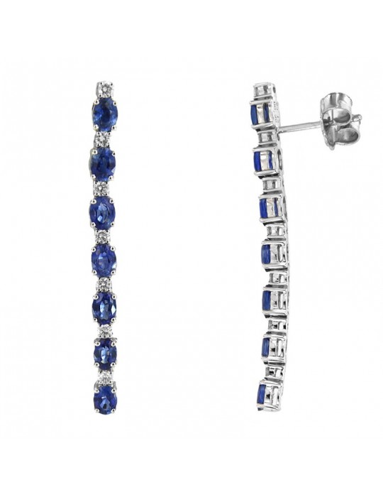 Picca Woman Earrings - White Gold Pendants with Sapphires and Natural Diamonds
