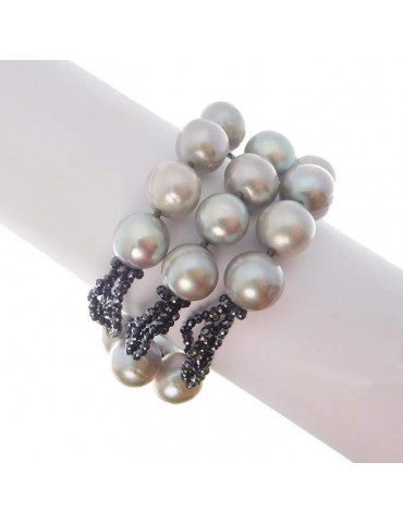 Rajola Woman - Diva Bracelet with Biwa Pearls and Blue Spinel - 0
