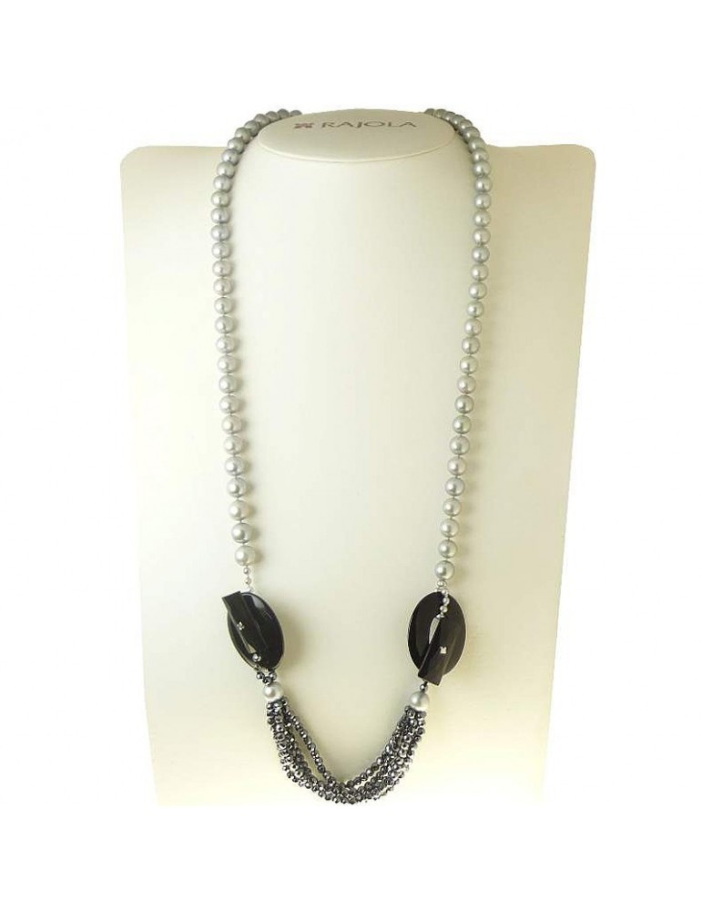 Collana Rajola Donna - Fibbia - Perle Biwa - Onice Nero - 543072