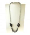 Rajola Woman Necklace - Buckle with Biwa Pearls and Black Onyx - 0