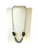 Rajola Woman Necklace - Buckle with Biwa Pearls and Black Onyx - 0