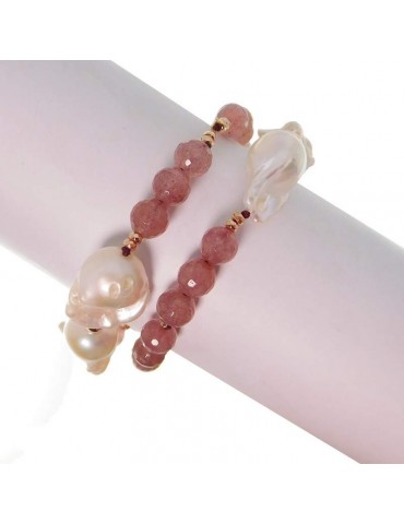 Rajola Woman - Life Bracelet with Strawberry Quartz and Pink Hematite - 0