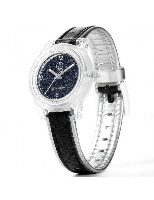 Smile Solar Watch Woman - Mini Glitter 32mm Black - 0