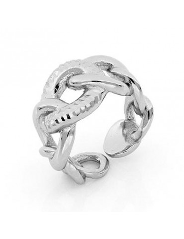 Anello Aperto Unoaerre Donna - in Bronzo Bianco Grumetta - 0