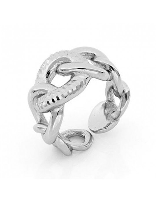 Unoaerre Woman's Open Ring - White Bronze Grumetta a Scalare - 0