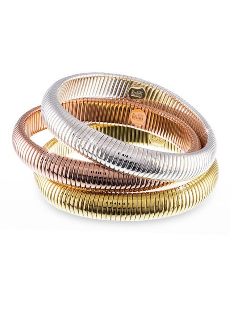 Unoaerre Bracelet - Rigid Three Circles in PinkWhiteYellow Bronze - 0