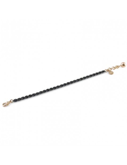 Bracciale Unoaerre Donna - in Bronzo Nero Catena a Corda 18 cm - 0